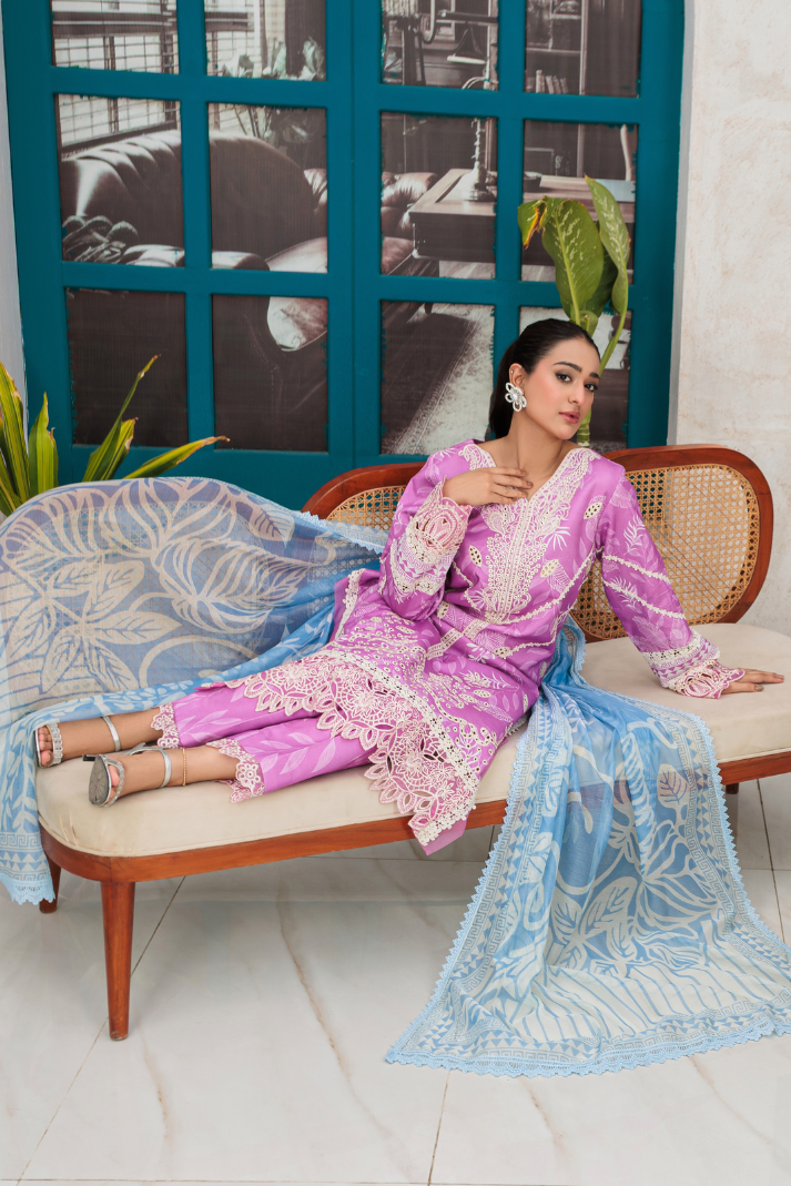LILAC HAZE-EMBROIDERED LAWN 3 PCS (HG-103)