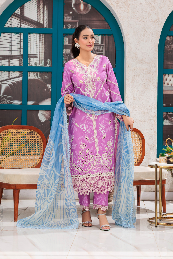 LILAC HAZE-EMBROIDERED LAWN 3 PCS (HG-103)