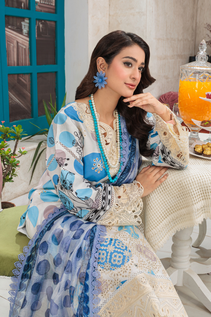 IVORY BLOOM-EMBROIDERED LAWN 3 PCS (HG-102)