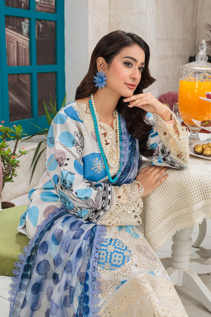 IVORY BLOOM-EMBROIDERED LAWN 3 PCS (HG-102)