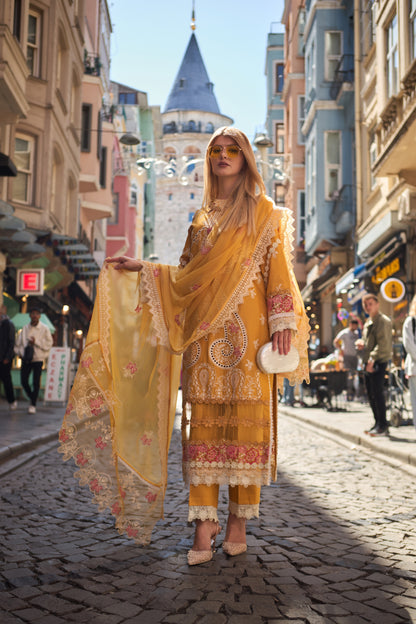 EZRA-EMBROIDERED LAWN 3 PCS (HG-04)