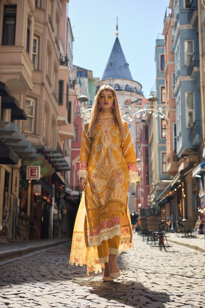 EZRA-EMBROIDERED LAWN 3 PCS (HG-04)