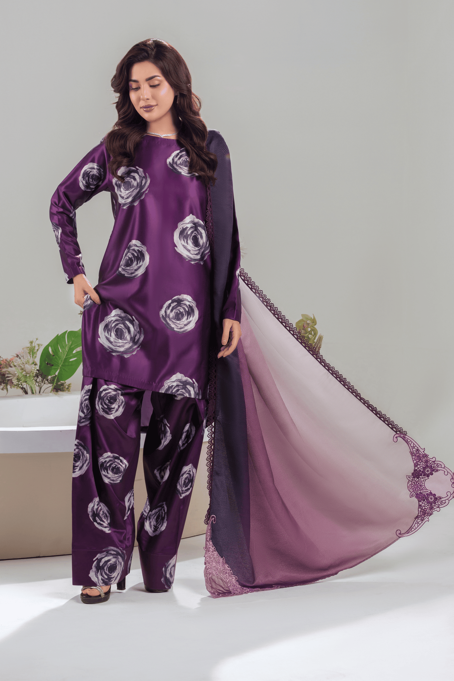 ROSAE-SATIN SILK 3 PCS (HG-208)